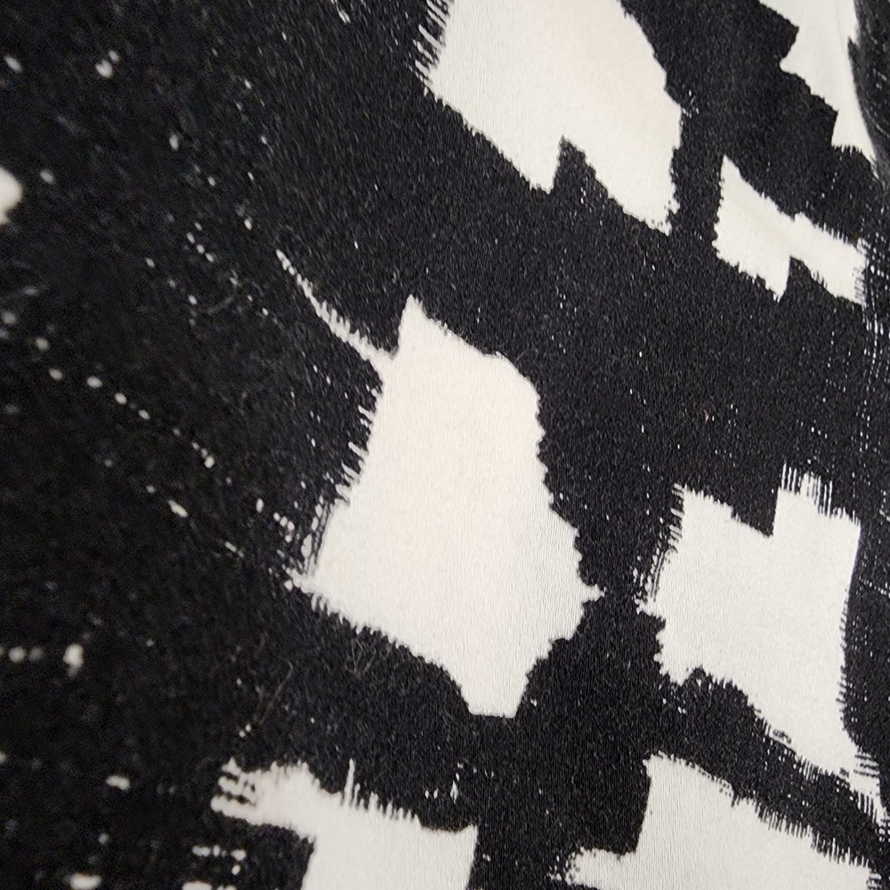 SANDRO Size 8 Black Geometric Plaid Brushstroke Cotton Stretch Pencil Skirt - Picture 5 of 9